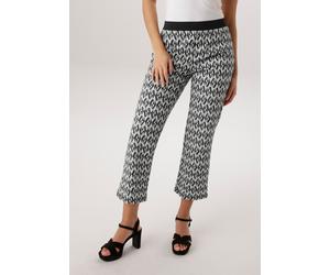 Schlupfhose ANISTON SELECTED, Damen, Gr. 34, N-Gr, schwarz, weiß, Web, Obermaterial: 52% Viskose, 34% Polyester, 11% Polyamid, 3% Elasthan, Jacquardmuster, gemustert, figurumspielend 7/8-Länge, Hosen