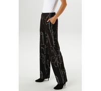 Schlupfhose ANISTON SELECTED, Damen, Gr. 36, N-Gr, schwarz-weiß (schwarz, weiß), Jersey, Obermaterial: 78% Polyester, 16% Viskose, 6% Elasthan, bedruckt, gemustert, lässig geschnitten knöchellang, Hos