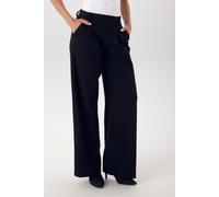 Schlupfhose ANISTON SELECTED, Damen, Gr. 38, N-Gr, schwarz, Jersey, Obermaterial: 68% Polyester, 30% Viskose, 2% Elasthan, unifarben, weit lang, Hosen Schlupfhose, mit Bundfalten und zwei Eingriffstas