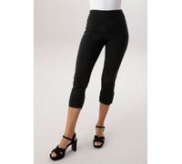 Schlupfhose ANISTON SELECTED, Damen, Gr. 38, N-Gr, schwarz, Web, Obermaterial: 70% Viskose, 26% Polyamid, 4% Elasthan, unifarben, figurumspielend 7/8-Länge, Hosen Schlupfhose, seitliche Raffung an den