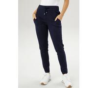 Schlupfhose ANISTON SELECTED, Damen, Gr. 40, N-Gr, blau (marine), Jersey, Obermaterial: 65% Polyester, 32% Viskose, 3% Elasthan, unifarben, figurumspielend 7/8-Länge, Hosen Schlupfhose, mit großen, au