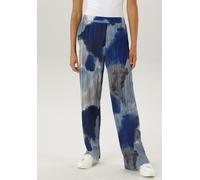 Schlupfhose ANISTON SELECTED, Damen, Gr. 40, N-Gr, silber (royalblau, hellblau, silbergrau, taupe, sanftes weiß), Satin, Obermaterial: 100% Polyester, bedruckt, gemustert, lässig geschnitten knöchella
