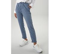 Schlupfhose ANISTON SELECTED, Damen, Gr. 42, N-Gr, blau (blau, schwarz, sanftes weiß), Jersey, Obermaterial: 74% Polyester, 22% Viskose, 4% Elasthan, Jacquardmuster, gemustert, figurumspielend knöchel