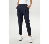 Schlupfhose ANISTON SELECTED, Damen, Gr. 42, N-Gr, blau (dunkelblau), Jersey, Obermaterial: 65% Polyester, 32% Viskose, 3% Elasthan, unifarben, figurumspielend 7/8-Länge, Hosen Schlupfhose, mit Bundfa