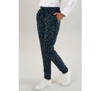 Schlupfhose ANISTON SELECTED, Damen, Gr. 42, N-Gr, bunt (dunkelblau, petrol), Jersey, Obermaterial: 67% Polyester, 29% Viskose, 4% Elasthan, Jacquardmuster, figurumspielend knöchellang, Hosen Schlupfh