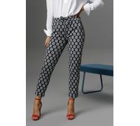 Schlupfhose ANISTON SELECTED, Damen, Gr. 42, N-Gr, grau (dunkelblau, grau), Jersey, Obermaterial: 60% Polyester, 30% Viskose, 10% Elasthan, Jacquardmuster, gepunktet, gestreift, figurumspielend 7/8-Lä