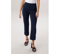 Schlupfhose ANISTON SELECTED, Damen, Gr. 42, N-Gr, marine, Obermaterial: 58% Viskose, 37% Polyester, 5% Elasthan, unifarben, figurbetont 7/8-Länge, Hosen Schlupfhose, breiten, fixierten Umschlag am Sa