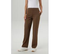 Schlupfhose ANISTON SELECTED, Damen, Gr. 46, N-Gr, beige (beige, braun), Obermaterial: 77% Polyester, 16% Viskose, 7% Elasthan, gemustert, kariert, figurumspielend knöchellang, Hosen Schlupfhose, mit