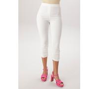 Schlupfhose ANISTON SELECTED, Damen, Gr. 46, N-Gr, sanftes weiß, Web, Obermaterial: 70% Viskose, 26% Polyamid, 4% Elasthan, unifarben, figurumspielend 7/8-Länge, Hosen Schlupfhose, seitliche Raffung a