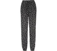 Schlupfhose BONPRIX "Schlupfhose aus reiner Viskose", Damen, Gr. 50, N-Gr, schwarz, wollweiß floral, Obermaterial: 100% Viskose, loose fit, Hosen Schlupfhose, aus Viskose, elastischer Bund, lockere Pa