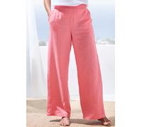 Schlupfhose BEACHTIME BY LASCANA "aus weicher Musselinware mit elastischem Bund", Damen, Gr. 42, N-Gr, rosa (koralle), Web, Obermaterial: 100% Baumwolle, unifarben, figurumspielend lang, Hosen Schlupf