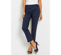 Schlupfhose BONPRIX "7/8 Schlupfhose mit Stretch", Damen, Gr. 52, N-Gr, blau (dunkelblau), Obermaterial: 97% Baumwolle, 3% Elasthan, regular fit, Hosen Schlupfhose, mit Stretch-Anteil, Regular Fit, mi