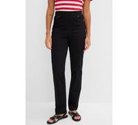 Schlupfhose BONPRIX "Twill Treggings aus elastischem Baumwoll-Mix", Damen, Gr. 44, N-Gr, schwarz, Twill, Obermaterial: 97% Baumwolle, 3% Elasthan, unifarben, washed, regular fit lang, Hosen Schlupfhos