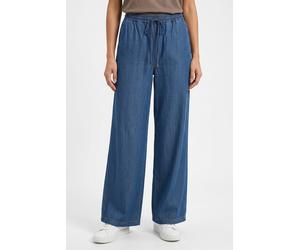 Schlupfhose BOSS ORANGE "Tanella Premium Damenmode", Damen, Gr. 40, N-Gr, medium blau 420, Web, Obermaterial: 100% Lyocell, unifarben, lang, Hosen Schlupfhose, Wide Leg, Denim Look (95264957-40) mediu