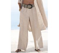 Schlupfhose BUFFALO "aus bequemer Webware und weitem Bein", Damen, Gr. 34, N-Gr, beige meliert, Web, Obermaterial: 100% Polyester, meliert, figurumspielend lang, Hosen Schlupfhose, mit Gummibund, Casu