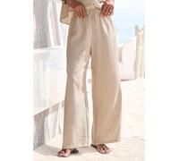 Schlupfhose BUFFALO "aus bequemer Webware und weitem Bein", Damen, Gr. 42, N-Gr, beige meliert, Web, Obermaterial: 100% Polyester, meliert, figurumspielend lang, Hosen Schlupfhose, mit Gummibund, Casu