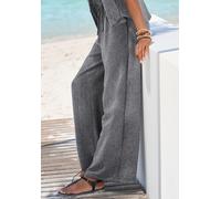 Schlupfhose BUFFALO "aus bequemer Webware und weitem Bein", Damen, Gr. 44, N-Gr, anthrazit meliert, Web, Obermaterial: 100% Polyester, meliert, figurumspielend lang, Hosen Schlupfhose, mit Gummibund,