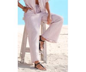 Schlupfhose BUFFALO "aus bequemer Webware und weitem Bein", Damen, Gr. 44, N-Gr, mauve meliert, Web, Obermaterial: 100% Polyester, meliert, figurumspielend lang, Hosen Schlupfhose, mit Gummibund, Casu