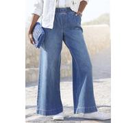 Schlupfhose BUFFALO, Damen, Gr. 38, N-Gr, blau, Web, Obermaterial: 63% Baumwolle, 29% Lyocell, 8% Polyester, unifarben, figurumspielend lang, Hosen Schlupfhose, mit Kontrastnähten, modische Jeans, wei