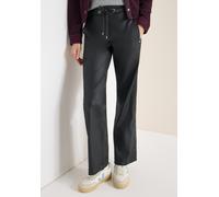 Cecil Beschichtete Wide Leg Hose Black S