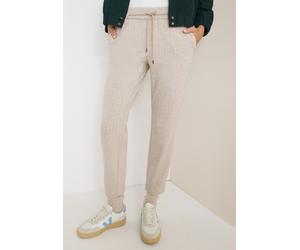 Schlupfhose CECIL "Style Tracey", Damen, Gr. M (40), Länge 28, creamy weiß, Web, Obermaterial: 79% Polyester, 18% Viskose, 3% Elasthan. Futter: 100% Polyester, gestreift, slim fit lang, Hosen Schlupfh
