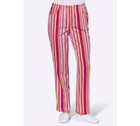Schlupfhose CLASSIC BASICS, Damen, Gr. 38, Normalgrößen, bunt (apricot, rot, gestreift), 100% Baumwolle, gemustert, gestreift, mehrfarbig, lang, Hosen Schlupfhose (465069-38) apricot, rot, gestreift