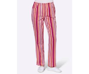 Schlupfhose CLASSIC BASICS, Damen, Gr. 38, Normalgrößen, bunt (apricot, rot, gestreift), 100% Baumwolle, gemustert, gestreift, mehrfarbig, lang, Hosen Schlupfhose (465069-38) apricot, rot, gestreift