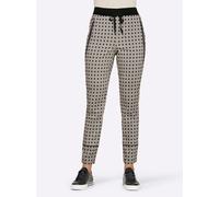 Schlupfhose, Damen, Gr. 44, Normalgrößen, schwarz (schwarz, bedruckt), 98% Baumwolle, 2% Elasthan, RICK CARDONA BY HEINE, bedruckt, gemustert, mehrfarbig, 7/8-Länge, Hosen Schlupfhose (94955433-44) sc