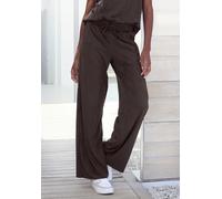 Schlupfhose FRENCH CONNECTION, Damen, Gr. 32/34, N-Gr, dunkelbraun, Samt, Obermaterial: 92% Polyester, 8% Elasthan, unifarben, bequem lang, Hosen Schlupfhose, aus Veloursleder-Imitat mit seitlichen Ta