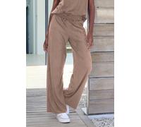 Schlupfhose FRENCH CONNECTION, Damen, Gr. 36/38, N-Gr, taupe, Samt, Obermaterial: 92% Polyester, 8% Elasthan, unifarben, bequem lang, Hosen Schlupfhose, aus Veloursleder-Imitat mit seitlichen Taschen,