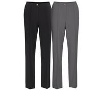 Schlupfhose GOLDNER "Knitterarme Schlupfhosen im 2er Pack", Damen, Gr. 46, N-Gr, schwarz (grau, schwarz), Obermaterial: 100% Polyester COOLMAX PES(Coolmax)., Hosen Schlupfhose (98526661-46) grau, schw