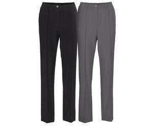 Schlupfhose GOLDNER "Knitterarme Schlupfhosen im 2er Pack", Damen, Gr. 54, N-Gr, schwarz (grau, schwarz), Obermaterial: 100% Polyester COOLMAX PES(Coolmax)., Hosen Schlupfhose (98526661-54) grau, schw