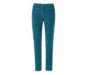 Schlupfhose GOLDNER "Kurzgröße Bequeme Samthose mit Wascheffekt", Damen, Gr. 23, K-Gr, blau (dunkelpetrol), Obermaterial: 98% Baumwolle CO. 2% Elasthan EL., Hosen Schlupfhose, keine/nicht relevant (39