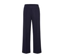 Schlupfhose GOLDNER "Kurzgröße Elegante Sommerhose mit Dehnbund", Damen, Gr. 19, K-Gr, blau (marine), Obermaterial: 67% Viskose CV. 27% Polyamid PA. 6% Elasthan EL., gerade, Hosen Schlupfhose, Reißver