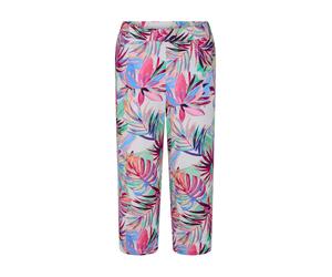 Schlupfhose GOLDNER "Kurzgröße Jersey-Culotte VERA mit Palmenprint", Damen, Gr. 22, K-Gr, bunt (bunt, gemustert), Obermaterial: 95% Viskose CV. 5% Elasthan EL., Hosen Schlupfhose (52032126-22) bunt, g