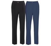 Schlupfhose GOLDNER "Kurzgröße Knitterarme Schlupfhosen im 2er Pack", Damen, Gr. 22, K-Gr, blau (jeansblau, schwarz), Obermaterial: 100% Polyester COOLMAX PES(Coolmax)., Hosen Schlupfhose (32654217-22