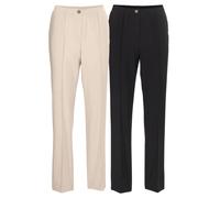 Schlupfhose GOLDNER "Kurzgröße Knitterarme Schlupfhosen im 2er Pack", Damen, Gr. 24, K-Gr, schwarz (sand, schwarz), Obermaterial: 100% Polyester COOLMAX PES(Coolmax)., Hosen Schlupfhose (51130543-24)