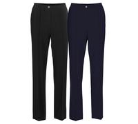 Schlupfhose GOLDNER "Kurzgröße Knitterarme Schlupfhosen im 2er Pack", Damen, Gr. 25, K-Gr, blau (marine, schwarz), Obermaterial: 100% Polyester COOLMAX PES(Coolmax)., Hosen Schlupfhose (50455665-25) m