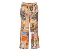 Schlupfhose GOLDNER "Kurzgröße Stoffhose mit Patchwork-Muster", Damen, Gr. 23, K-Gr, gelb (gelb, gemustert), Obermaterial: 100% Viskose CV., weit, Hosen Schlupfhose, Bindeband im Rundumdehnbund (53315