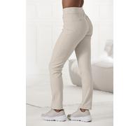 Schlupfhose H.I.S, Damen, Gr. 36/38, N-Gr, beige (ecru), Obermaterial: 70% Baumwolle, 25% Polyester, 5% Elasthan, unifarben, Basic, bequem lang, Hosen Schlupfhose, in Jeans Optik, Loungewear, Topselle