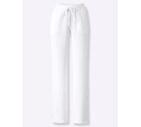 Schlupfhose HEINE, Damen, Gr. 50, Normalgrößen, weiß, 100% Leinen, unifarben, lang, Hosen Schlupfhose (86841416-50) weiß