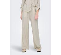 Schlupfhose JDY "JDYCAYA LINEN MW PANT WVN DIA", Damen, Gr. XS (34), Länge 32, beige (moonbeam), Web, Obermaterial: 90% Viskose, 10% Leinen, unifarben, lang, Hosen Schlupfhose, Sommerhose mit Leinen (