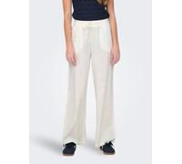 Schlupfhose JDY "JDYSAY LINEN HW WIDE PANT WVN NOOS", Damen, Gr. XL (42), Länge 32, weiß (snow weiß), Web, Obermaterial: 55% Leinen, 45% Viskose, unifarben, loose fit lang, Hosen Schlupfhose, Sommerho