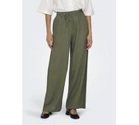Culotte JDY "JDYSAY LINEN HW WIDE PANT WVN NOOS", Damen, Gr. XS (34), Länge 32, grün (kalamata), Web, Obermaterial: 55% Leinen, 45% Viskose, unifarben, modisch, loose fit, Hosen (38238201-XS) kalamata