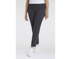Schlupfhose KJBRAND "Schlupfhose Susie in Bi-Stretch, Kammgarnoptik", Damen, Gr. 42, N-Gr, grau (anthrazit), Web, Obermaterial: 63% Polyester, 35% Viskose, 2% Elasthan, bequem knöchelfrei, Hosen Schlu