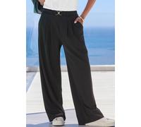 Schlupfhose LASCANA "aus bügelfreier Ware mit weitem Bein", Damen, Gr. 34, N-Gr, blau (schwarz), Crêpe, Obermaterial: 95% Polyester, 5% Elasthan, unifarben, figurumspielend lang, Hosen Schlupfhose, So