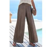 Schlupfhose LASCANA "aus leichter Webware", Damen, Gr. 42, N-Gr, braun, Crêpe, Obermaterial: 65% Viskose, 35% Polyester, unifarben, figurumspielend lang, Hosen Schlupfhose, luftig-leichte Sommerhose,