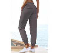 Schlupfhose LASCANA "aus sommerlicher Webware in lockerer Passform", Damen, Gr. 38, N-Gr, grau (anthrazit), Web, Obermaterial: 65% Lyocell, 35% Baumwolle, unifarben, figurumspielend, Hosen Schlupfhose