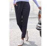 Schlupfhose LASCANA "aus super softer Jersey-Qualität", Damen, Gr. 38, N-Gr, blau (marine), Jersey, Obermaterial: 86% Polyester, 10% Viskose, 4% Elasthan, unifarben, figurumspielend knöchellang, Hosen