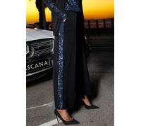 Schlupfhose LASCANA, Damen, Gr. 34, N-Gr, blau (schwarz), Single Jersey, Obermaterial: 95% Polyester, 5% Elasthan. Einsatz: 95% Polyester, 5% Elasthan, unifarben mit Farbeinsatz, figurumspielend, Hose